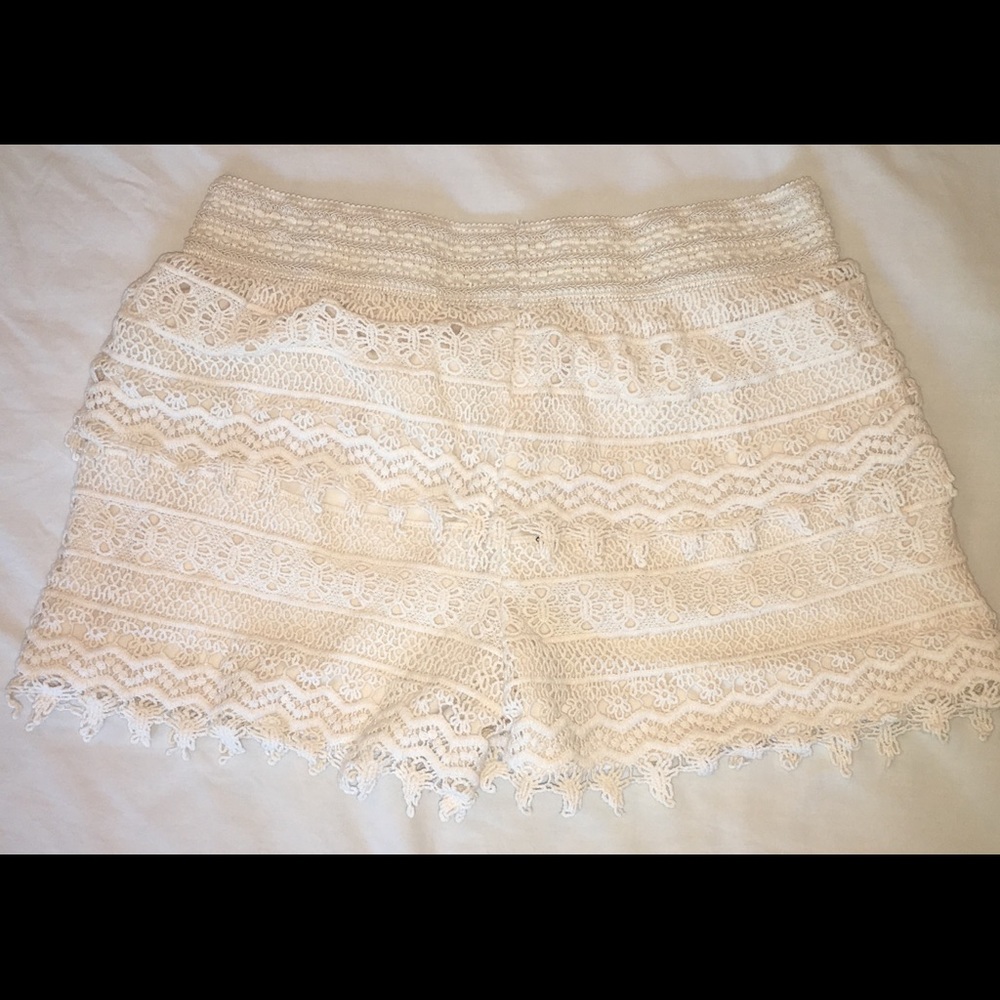 Cream linen shorts